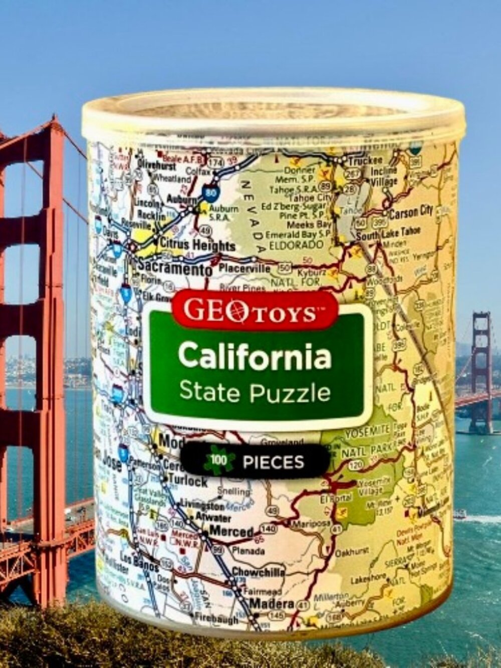 GeoToys GeoPuzzle California State Map Jigsaw Puzzle 100 Pieces Canister USA